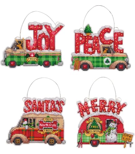 Dimensions Counted Cross Stitch Tree Ornament Kit - Holiday DIY Plastic Canvas Craft By Susan Winget | 3x4.75 Inch Finished Size