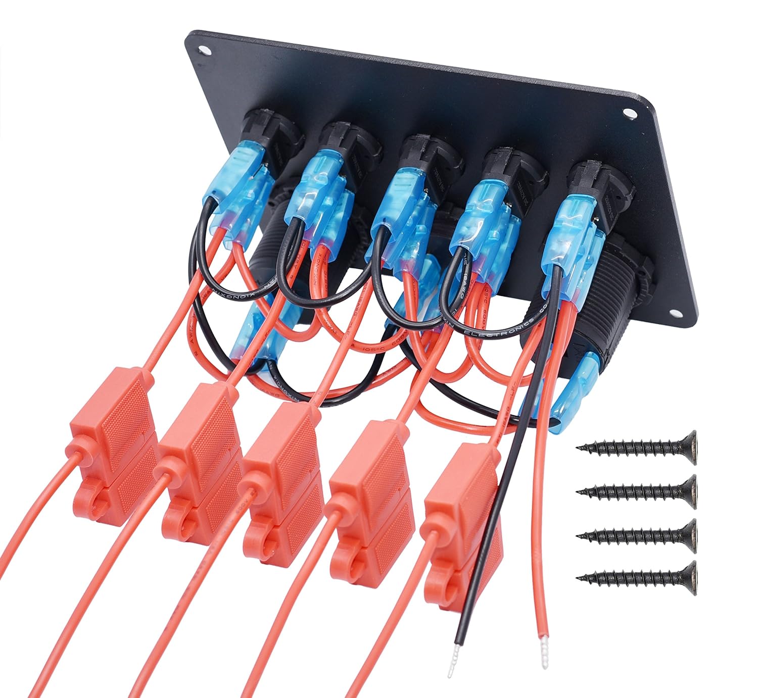 Cllena Dual USB Socket Charger 2.1A&2.1A + LED Voltmeter + 12V Power Outlet + 5 Gang ON-Off Toggle Switch Multi-Functions Panel for Car Marine Boat RV Truck Camper Vehicles (Green): Industrial & Scientific