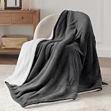 Bedsure Sherpa Fleece Throw Blanket 150x200 Dark Grey Twin/Double view 3