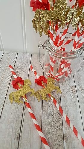 Amazoncom Carousel Horse Paper Straws Red And White Handmade