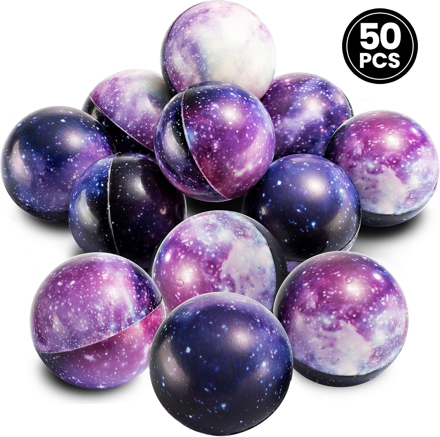 Galaxy Stress Balls for Kids Pack of 50 Bulk Squeeze