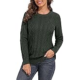 PrettyGuide Womens Cable Knit Fisherman Sweater Long Sleeve Soft Fall Casual Crewneck Pullover Tops