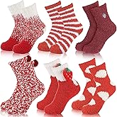 Ramede 6 Pairs Valentine's Day Socks for Women Galentines Fuzzy Socks Soft Fluffy Slipper Gifts for Her Women Valentine