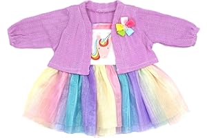 NOXOMALL 2 Piece Rainbow Tutu Dress Set Doll Clothes for 16-18 inch Baby Doll Girl (Dolls Not Included)