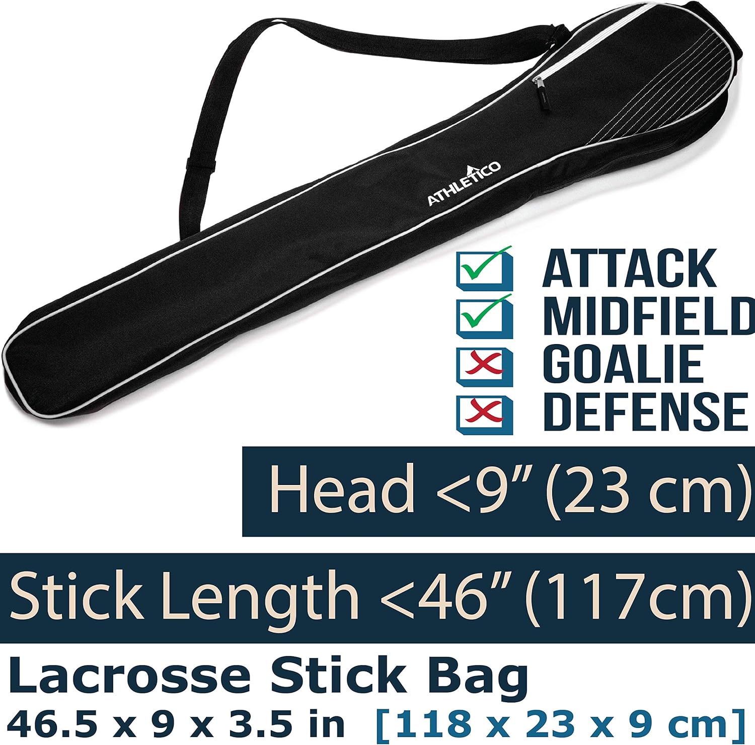 Athletico Lacrosse Stick Bag - Lax Equipment Bags for Boys or Girls, Kids & Youth (Black) : Sports & Outdoors