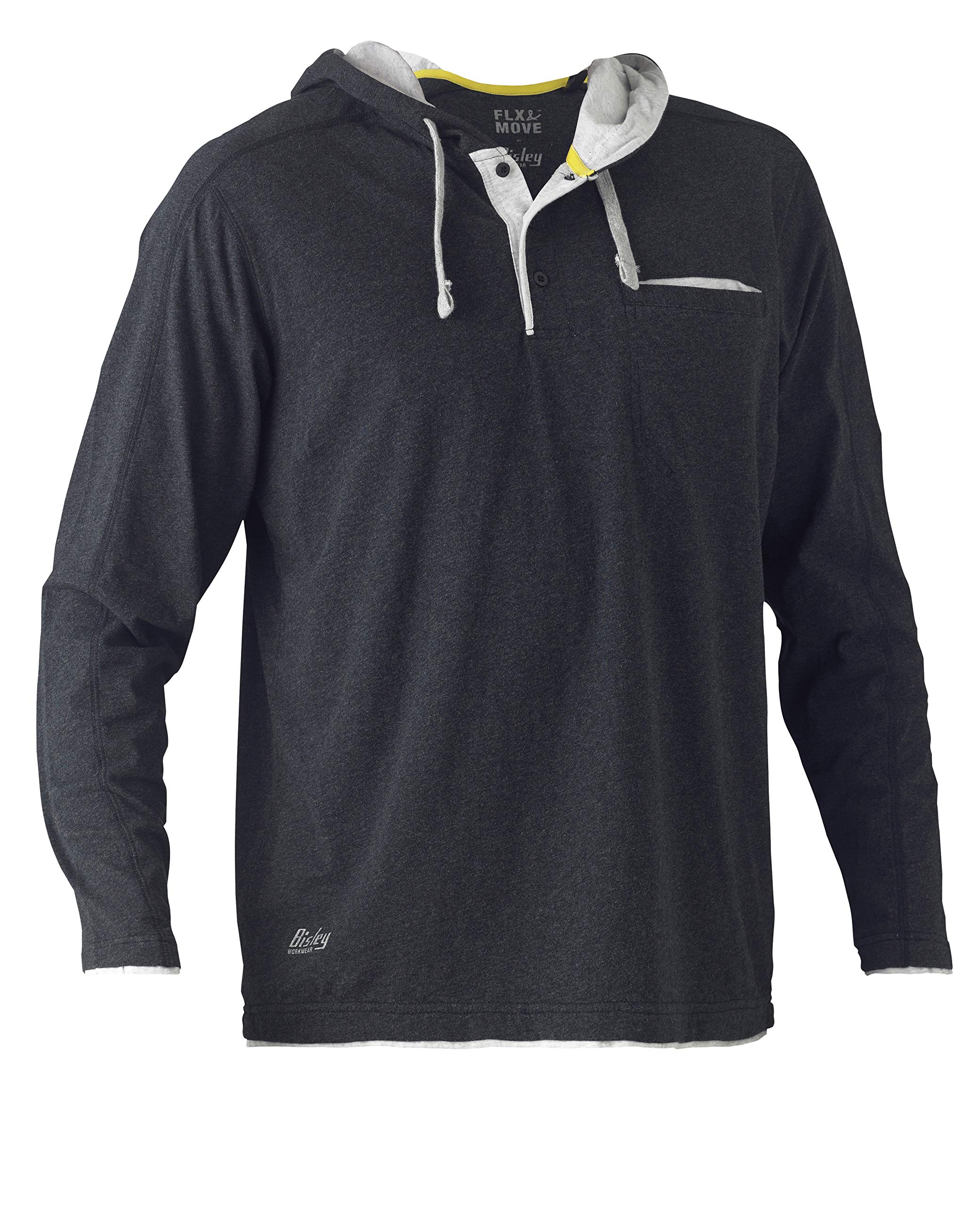 Bisley Workwear UKBK6220_BCCG T Flex & Move Cotton Shirt Hoodie Long Sleeve - Charcoal Marle, XS