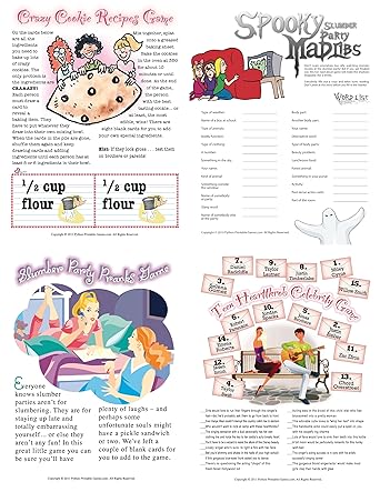 Free printable slumber party games for girls