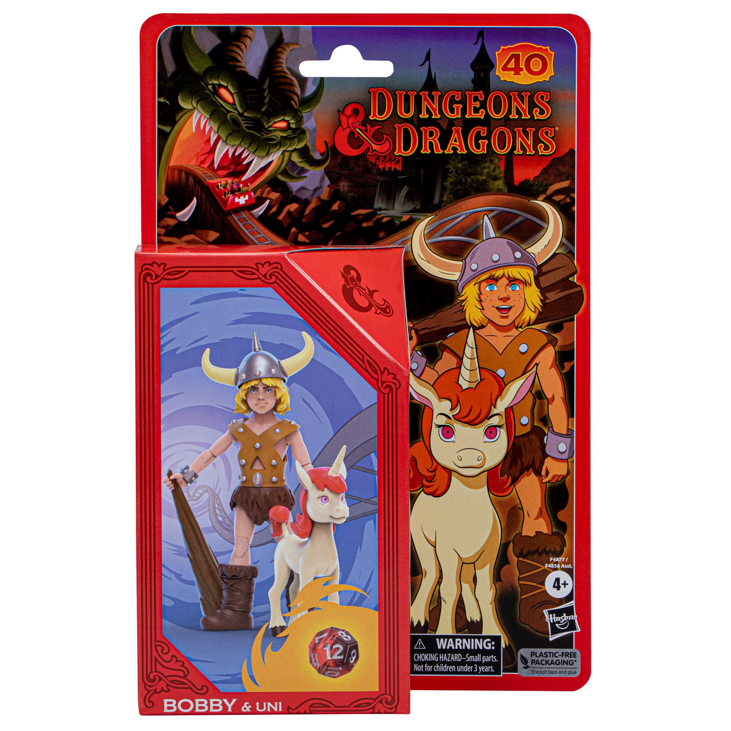 Dungeons & Dragons Cartoon Classics 6-Inch-Scale Bobby & Uni 2-Pack Action Figures D&D Toys,Multicolor