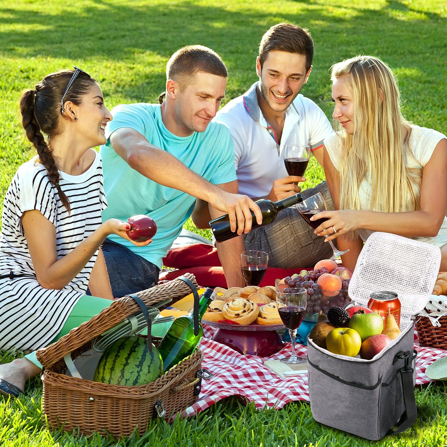 Gvoo Lunch Bag Isotherme 9l Sac A Dejeuner Portable Sacs Isotherme Repas Lunch Box Pour Voyage Camping Pique Nique Travail Boulot Homme Femme Enfant Bebe Gris Sac Isotherme Conservation Des Aliments Transport De Nourriture