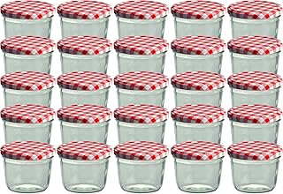 CapCro 25er Set Sturzglas 230 ml Marmeladenglas Einmachglas Einweckglas to 82 rot Karierter Deckel