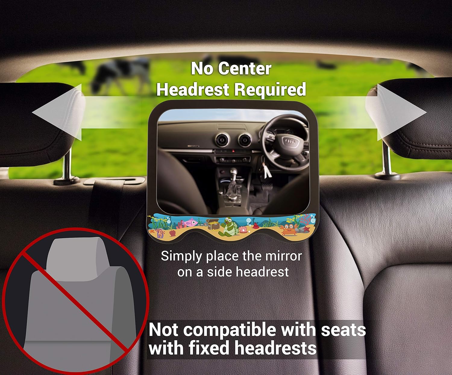 backseat mirror for fixed headrest