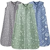 Unnivoll Baby Sleep Sack 6-12 Months 3 Pack 100% Cotton Lightweight 0.5 TOG Wearable Blanket Baby Sleep Bag with 2-Way Zipper
