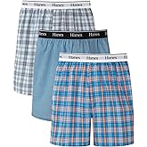 Hanes mens Originals Cotton Woven Boxers Pack, Moisture-wicking Underwear for Men, 3-pack