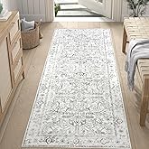 jinchan Lima Runner Rug 2x6 - Vintage Hallway Machine Washable Rug Floral Non Slip with Rubber Backing Ultra-Thin Carpet Runner for Kitchen Bedroom Laundry Room Farmhouse Entryway (2x6ft, Grey)