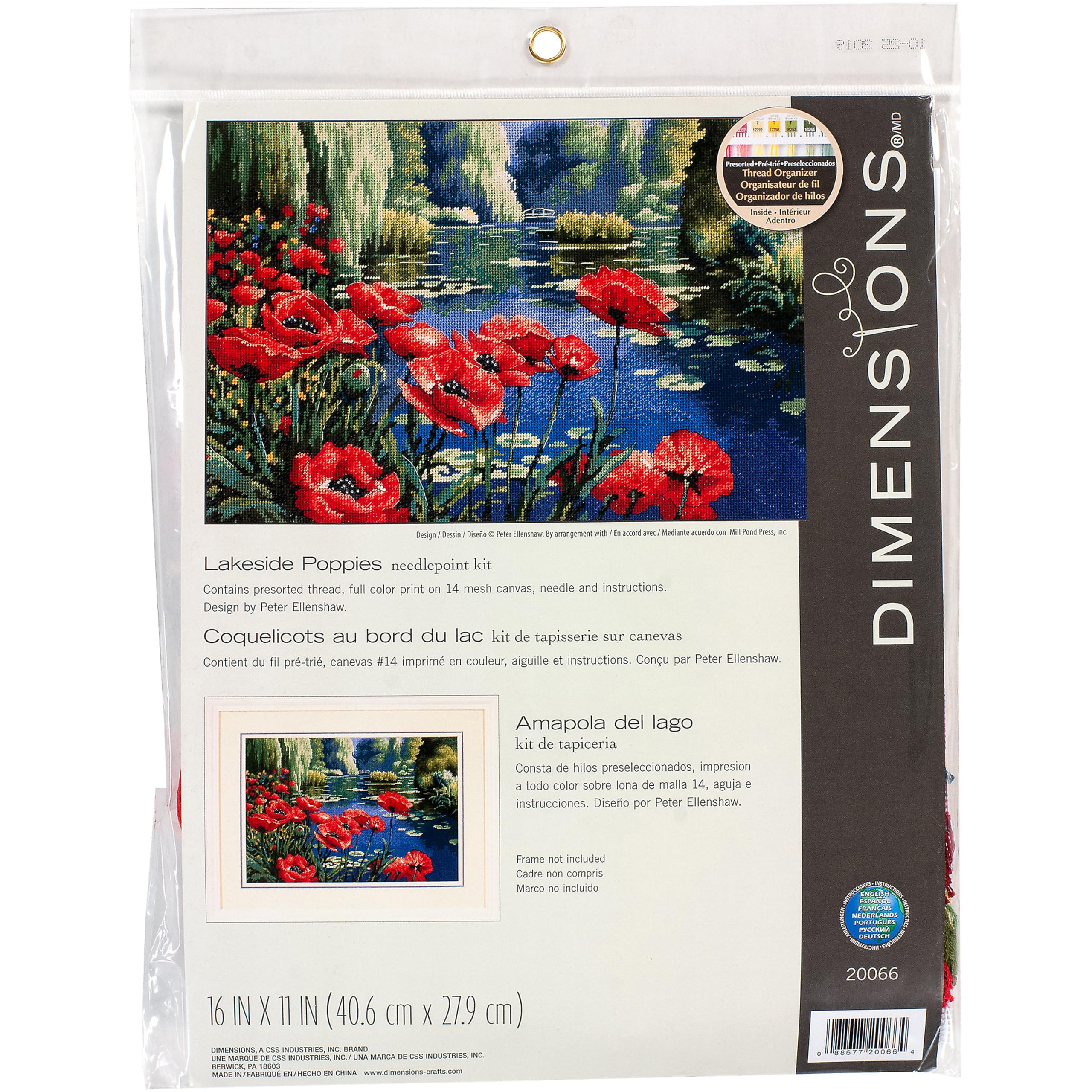 DIMENSIONS 20066 Needlepoint Lakeside Poppies Kit, 100% Cotton, Multi-Colour, 40 x 27 x 0.1 cm