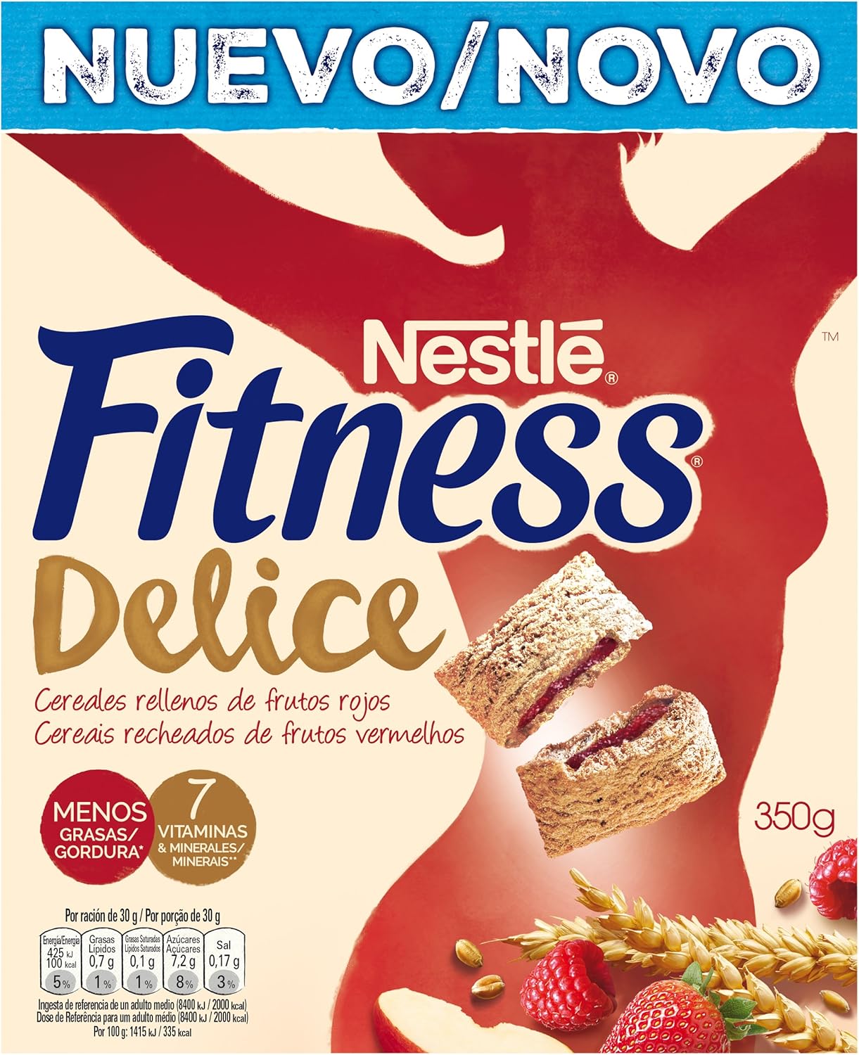 Fitness Cereales de trigo, maíz y arroz tostados con relleno de ...
