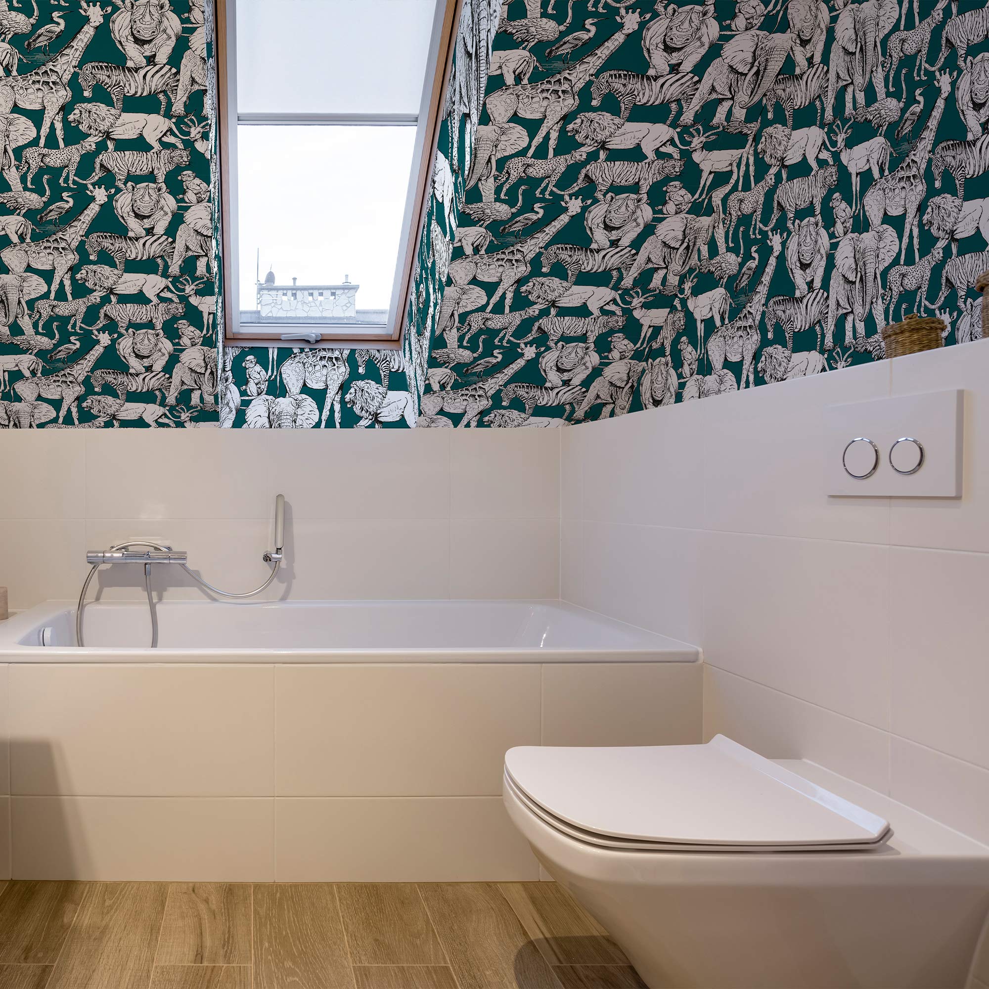 Superfresco Easy Jungle Animals - Vert Wallpaper