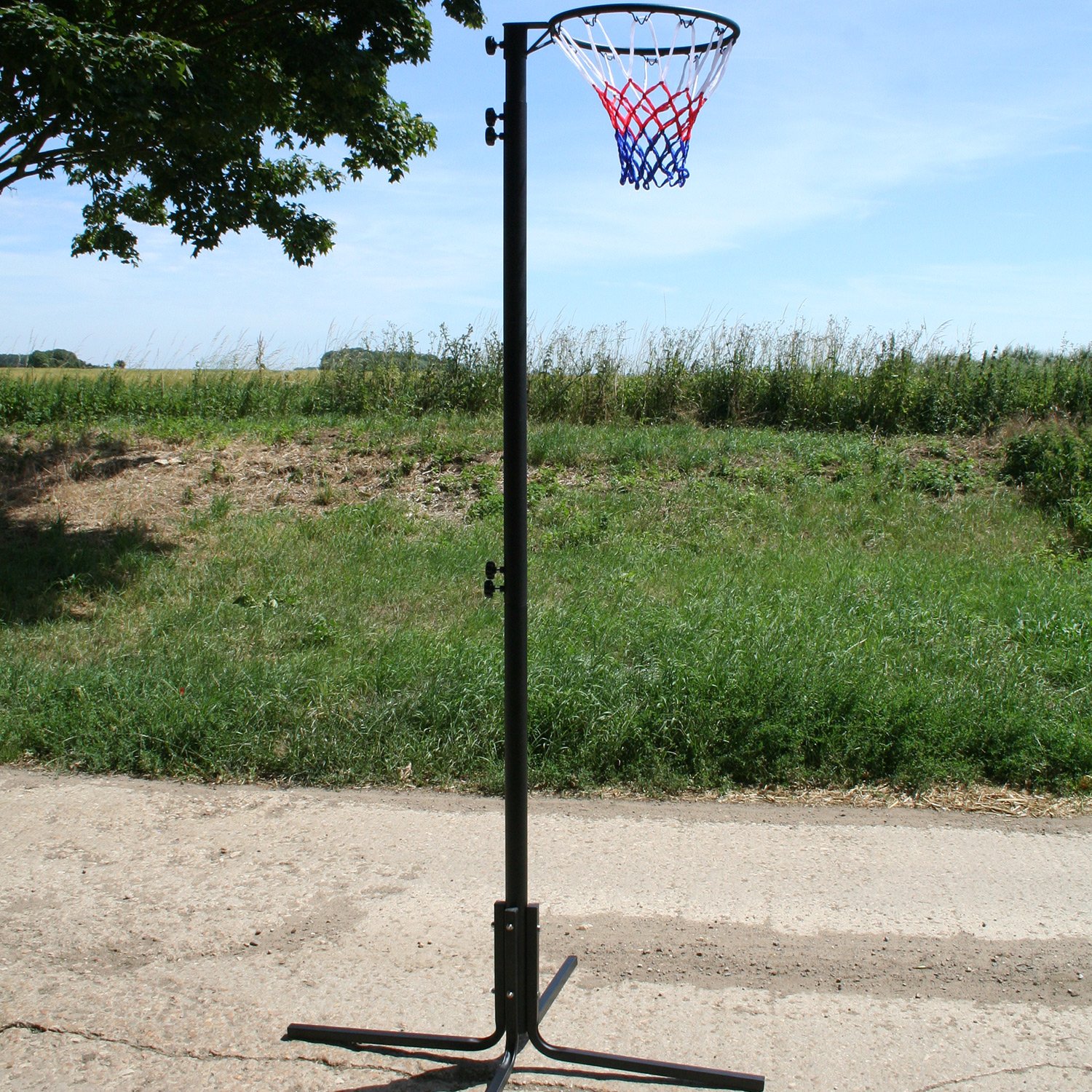 BeeBall Freestanding Netball Post, Full Size Training Set, Adjustable