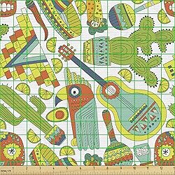 Ambesonne Mexican Fabric by The Yard, Traditional