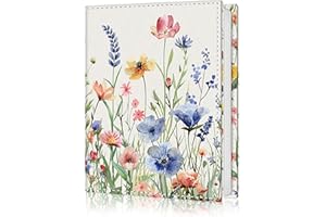 Lebrocoli Photo Album 4x6, 56 Pockets Small Picture Book Botanical Wild Flowers, Personalized Large Capacity Mini PU Leather Picture Album Gift for Family Graduation Wedding Travel