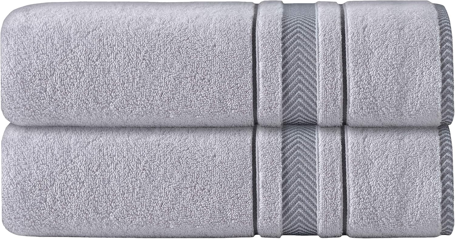 AROW9 - 2-Pack Luxury Plush Soft Bath Sheet Towel Set for Home Bathroom & Spa - 100% Turkish Quality Cotton, Absorbent - "Dove's Comfort" Design - Silver Grey: Home & Kitchen