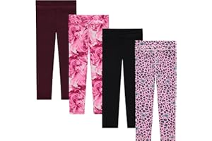 BTween Girls’ 4 pack Leggings Set, Exercise, Sports Tights with Wide Waistband for Girls