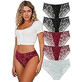 Cinvik Lace Panties for Women Sexy Underwear Black Lace Panties Lacy Sexy High Waisted Women Granny Panties