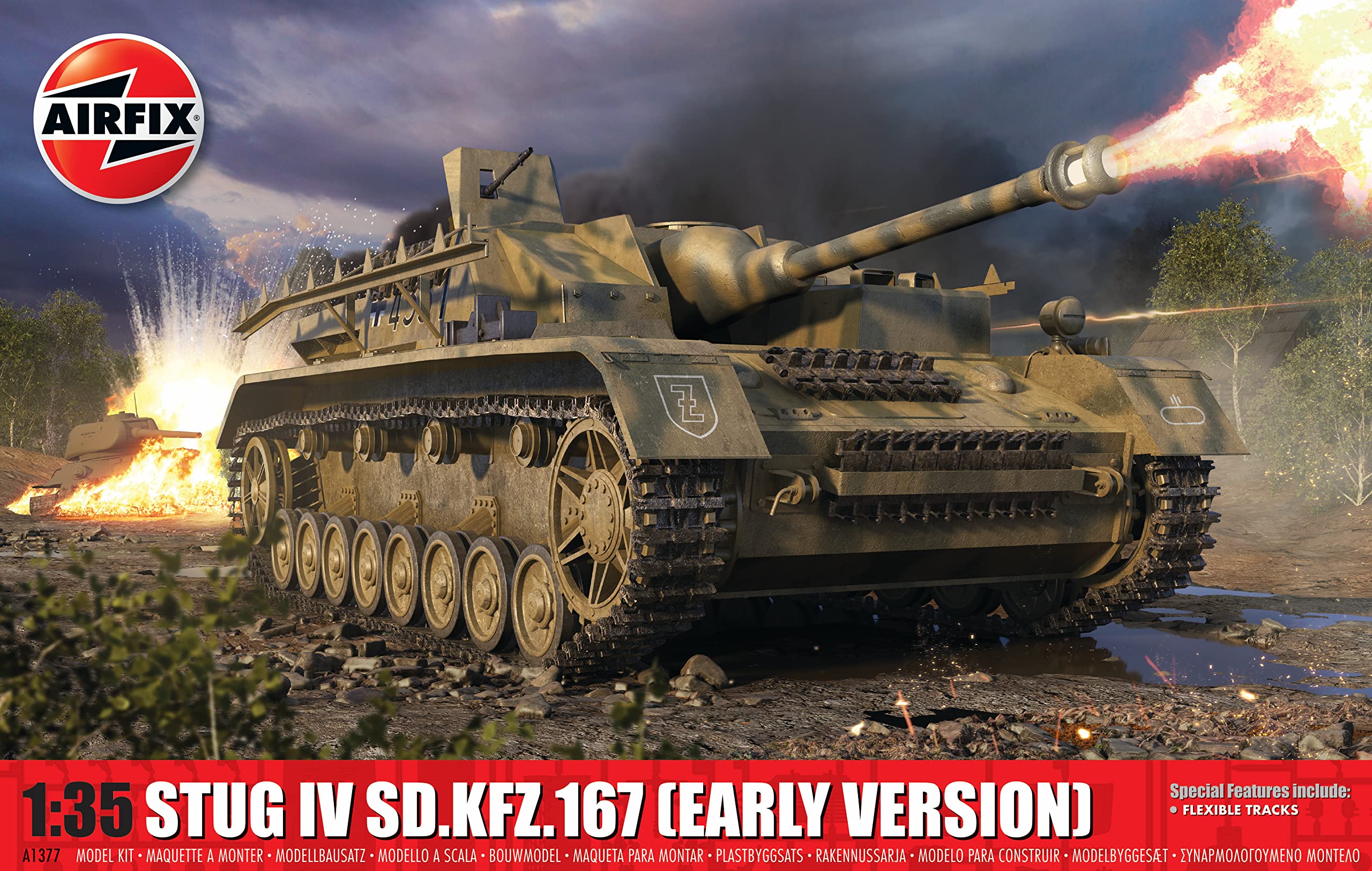 Airfix Model Set - A1377 Stug IV Sd.Kfz.167 Model Building Kit - Plastic Model Tank Kits for Adults & Children 8+, Set Includes Sprues & Decals - 1:35 Scale Model