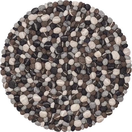 Myfelt Hardy Filzkugelteppich Rund Schurwolle Grau O 70 Cm