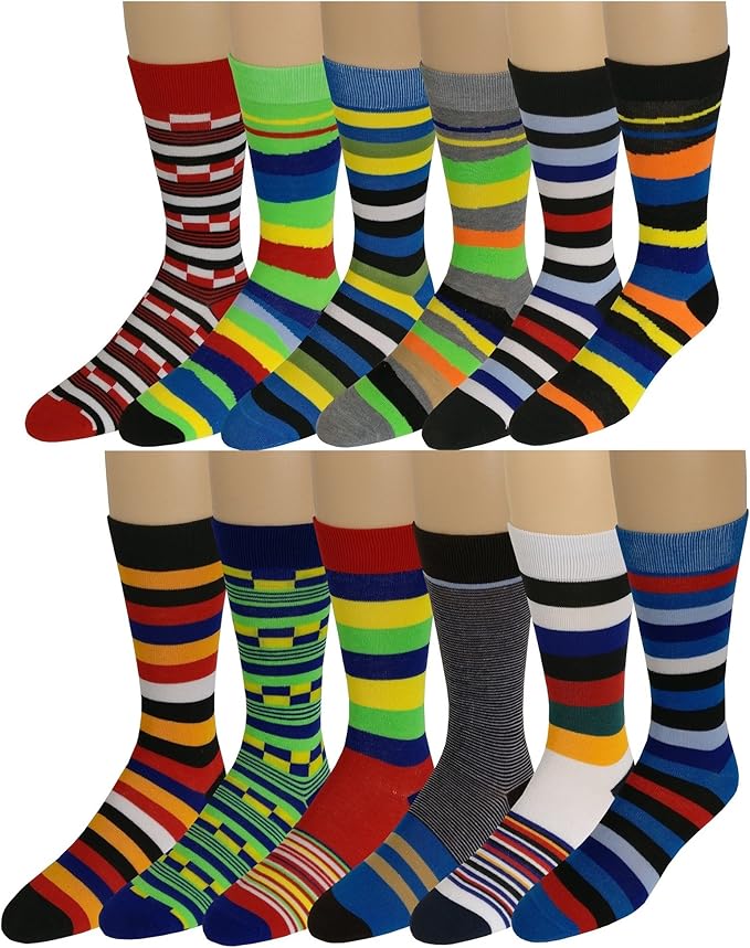 12 Pairs Colorful Fashion Design Dress socks 1013 (12 Pairs Stripes