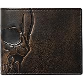 House of Jack Co. Skull Bifold Wallet for Men with Two ID Windows, Full Grain Cowhide Leather Wallet, Black