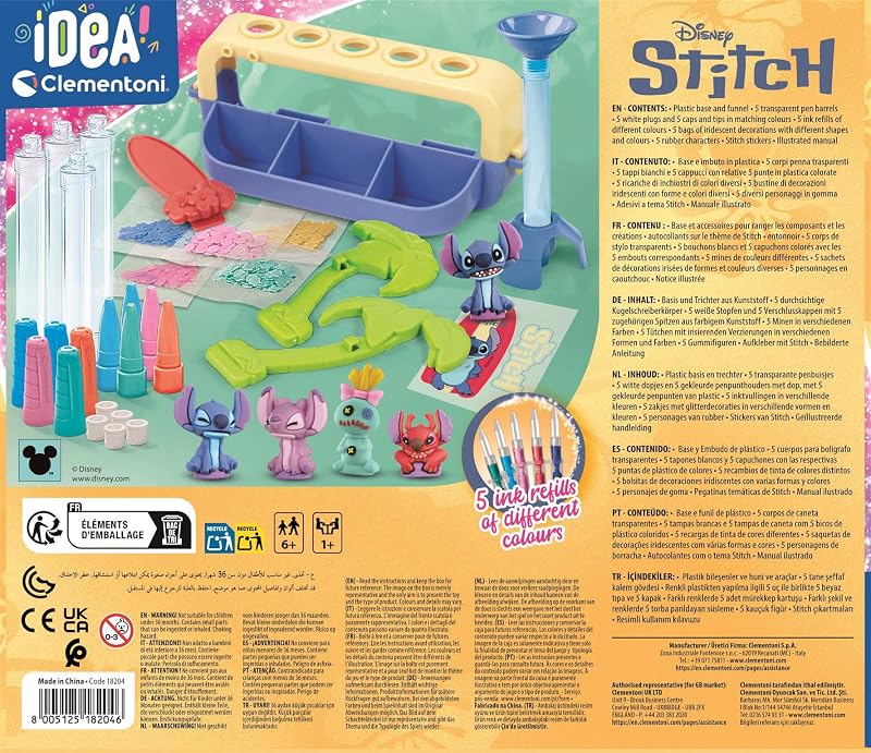 - Idea - Laboratorio de Bolígrafos Disney Stitch - Kit Creativo con 5 Plumas y 25+ Accesorios, 6+ años, Desarrollo Creatividad y Manualidad, 28,9x5,4x24,9 cm, 18203