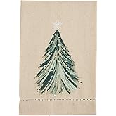 Mud Pie White Christmas Painted Towel, Tree, 21" x 14"