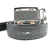 Pelgio Genuine Polished Stingray Shagreen Skin Leather Auto Locking Men's Belt 46" Long