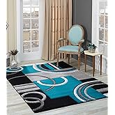 GLORY RUGS Area Rug Modern Soft Hand Carved Contemporary Floor Carpet with Premium Fluffy Texture for Indoor Living Dining Room and Bedroom Area (Turquoise, 8'x10')