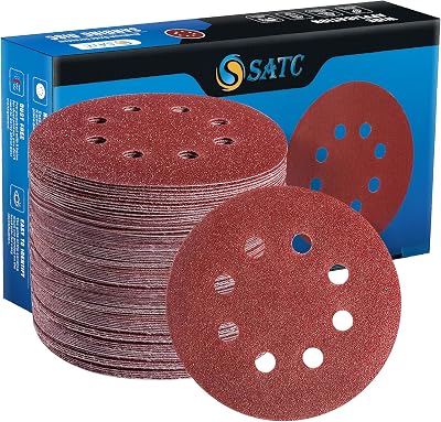 SATC 125mm Sanding Discs 72Pcs Hook and Loop Orbital Sander Pads 40-320 Grits