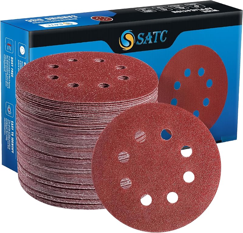 SATC 125mm Sanding Discs 72Pcs Hook and Loop Orbital Sander Pads 40-320 Grits