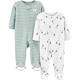 Simple Joys by Carter's unisex-baby 2-way Zip Thermal Footed Sleep and Play, Pack of 2