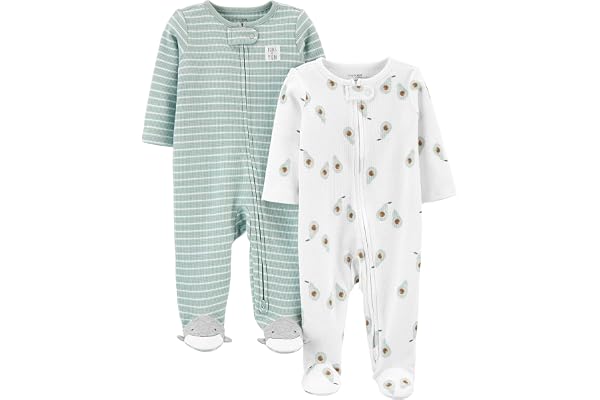 Simple Joys by Carter's Baby-Boys 2-Way Zip Thermal Footed Sleep and Play, Pack of 2Baby and Toddler Sleepers
