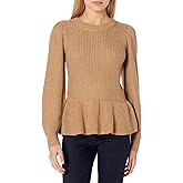Goodthreads womens Everyday Soft Blend Long-Sleeve Crewneck Peplum Sweater