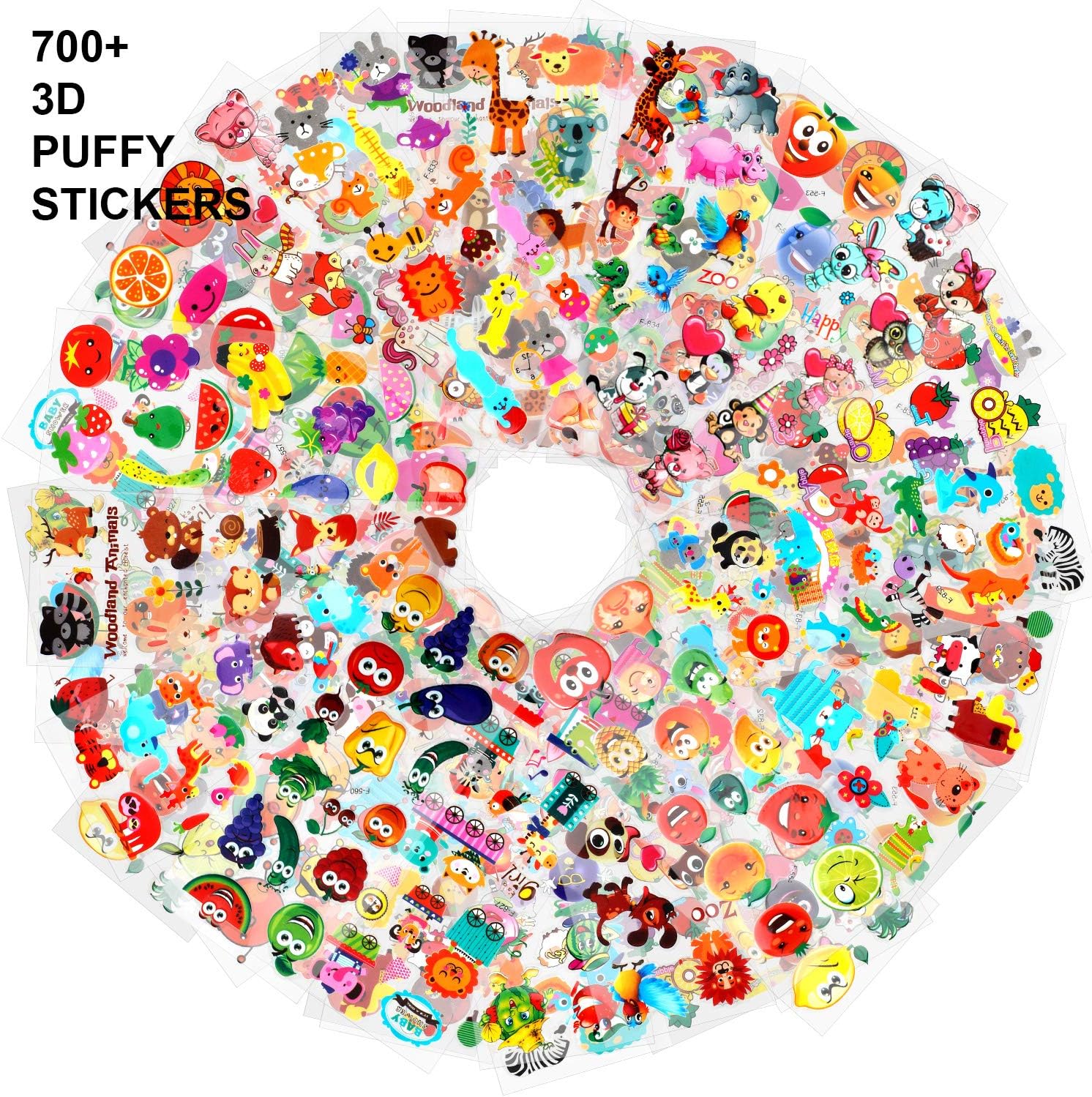 Meafeng 3D-Stickers voor Peuters Kinderen, 550 Kleurrijke 3D-Stickers voor Jongens, Meisjes