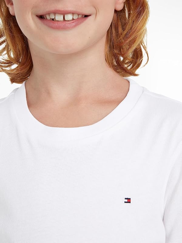 T-Shirt Manches Courtes Garçon Col Ras-du-Cou, Blanc (Bright White), 7 Ans