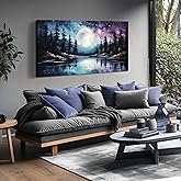 AOZEMI Large Forest Wall Art Landscape Canvas Moon Pictures for Living Room Office Bedroom Modern Nature Wall Decor 24x48