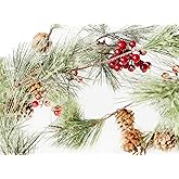 CraftMore Christmas Smokey Pine and Red Berry Garland 6 Feet