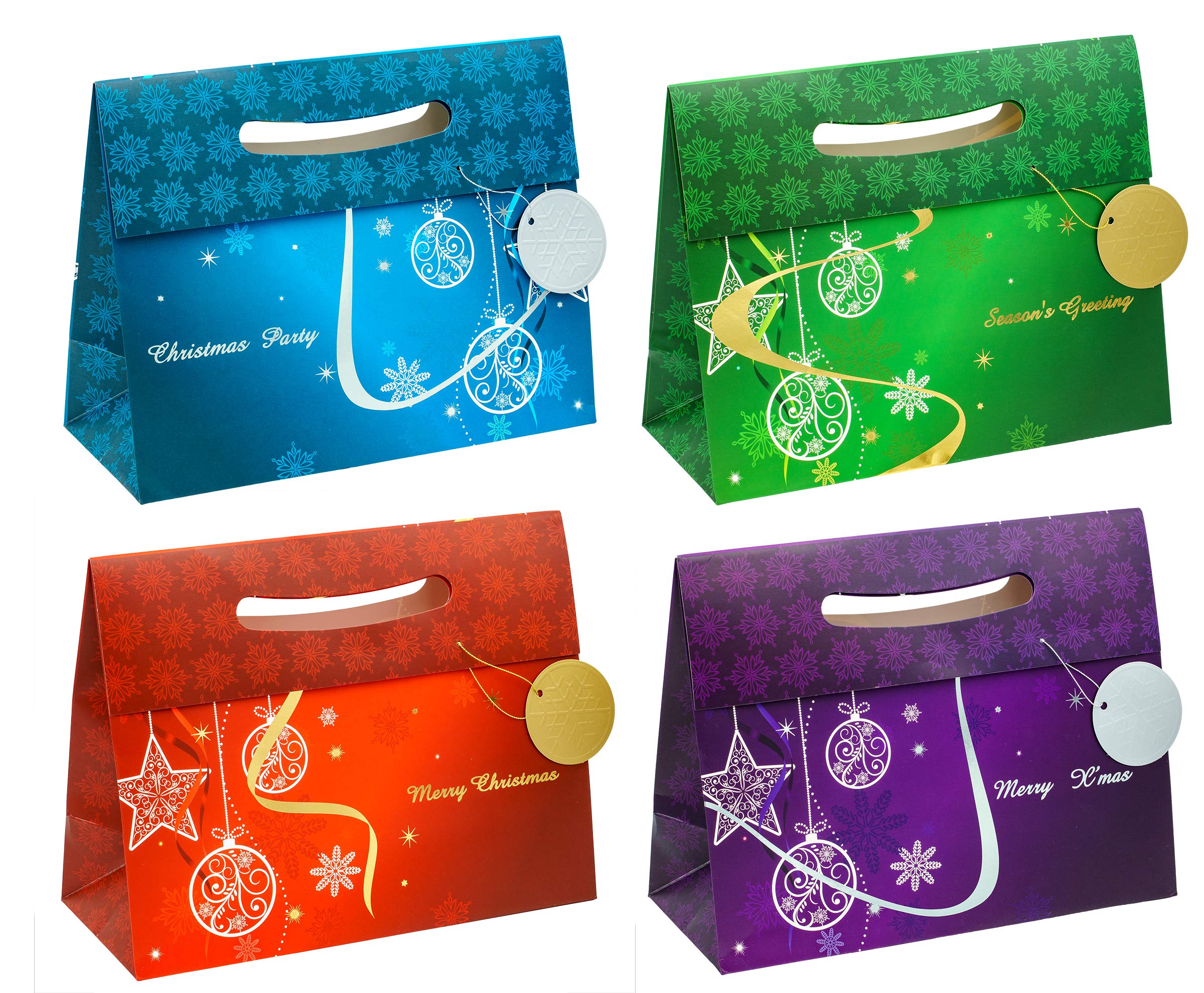 TSI 86417 gift bags with hot stamping Christmas Elegant, Pack of 12, size: large landscape (10 x 12,5 x 5,5 inch)