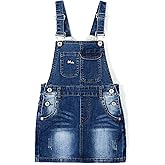 KIDSCOOL SPACE Baby Little Girls Skirt,Ripped Soft Strechy Denim Girls Summer Overalls Dress