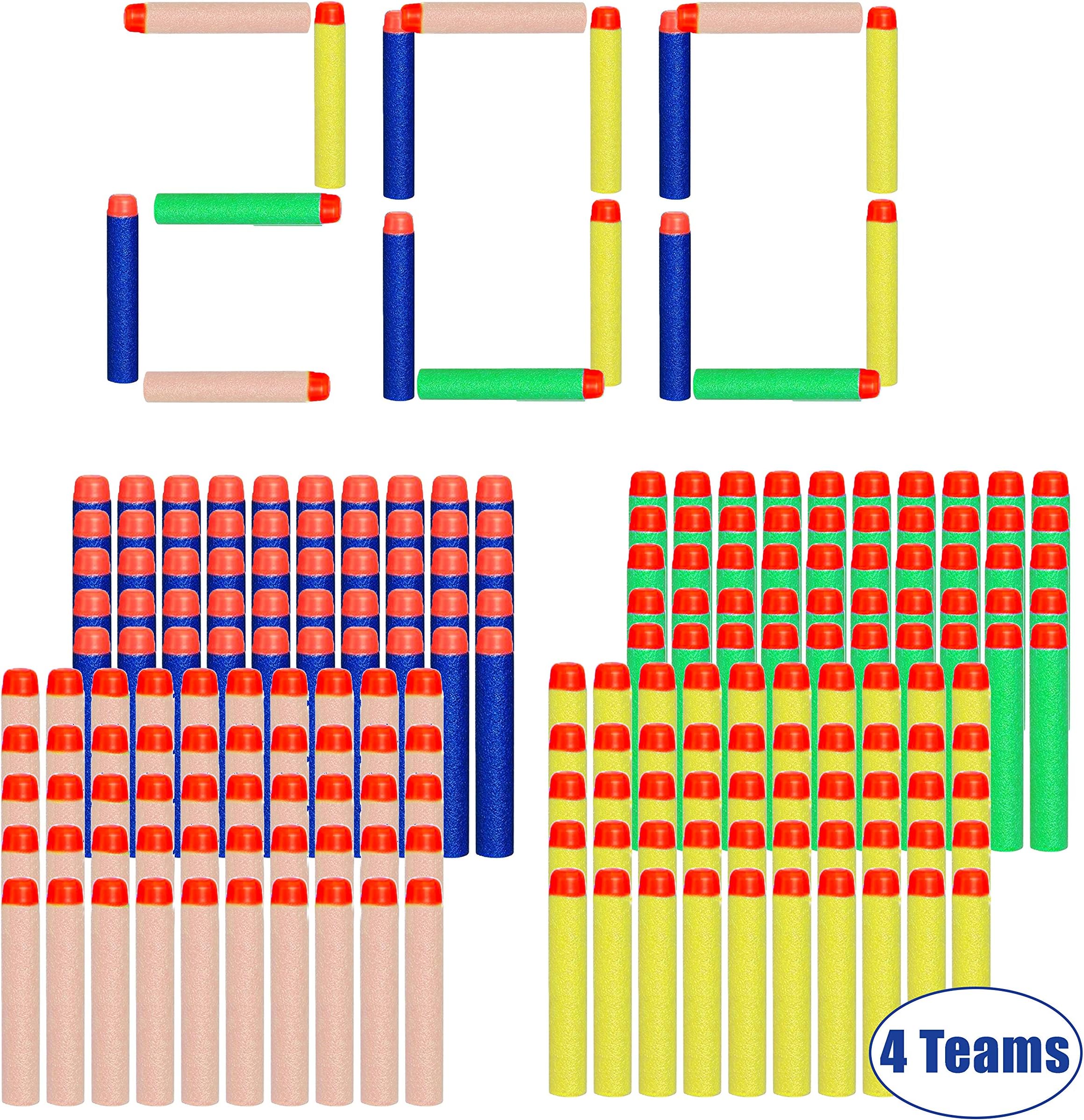 High Bounce200 Shooting Dart Refills, for Elite Dart Blaster- Multi Colored Foam Shots- Comes with 50 Bullets of Each Color- Green, Yellow, Blue and Orange Darts