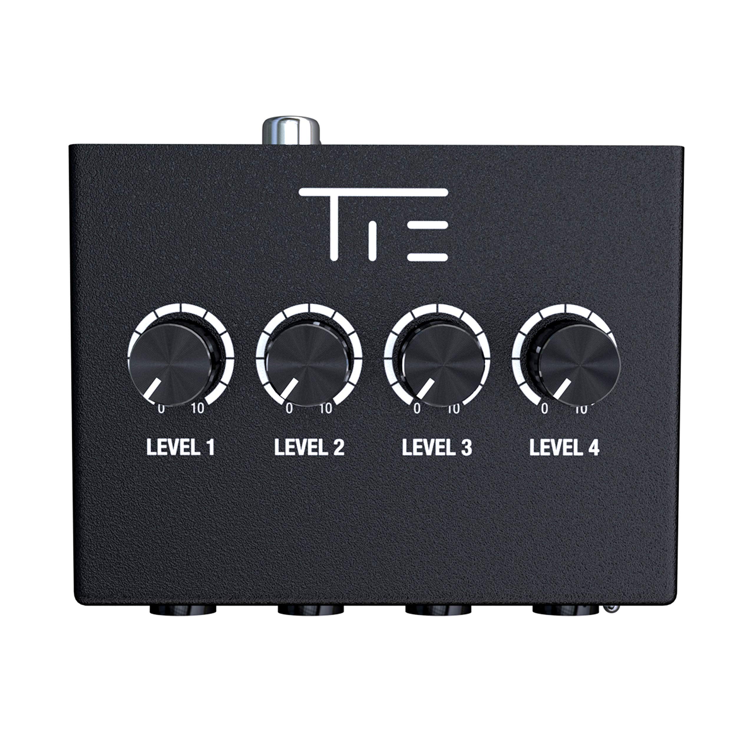 TIE Studio Headphone Amplifier 4CH (4-channel stereo headphone amp, compact and robust, professional monitoring, separate volume control for each channel), black, 19-90009
