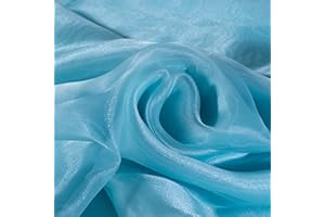 Fynite Sheer Organza Fabric | 1 Yard Long | 44" Wide | Bridal Solid Sheer Organza Bolt for Wedding Dress Fashion Craft Decorations Silky Shiny Sheer Organza - Light Blue
