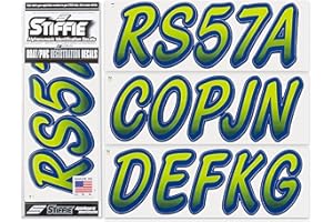 STIFFIE Whipline Atomic Green/Navy 3" Alpha-Numeric Registration Identification Numbers Stickers Decals for Boats & Personal Watercraft